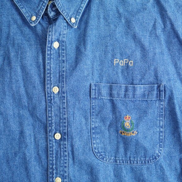 Vintage Chaps Ralph Lauren Denim Button Down Shirt Long Sleeve Mens Size XL - Picture 4 of 14